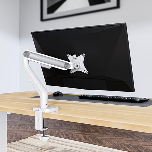 Image of ErgoYou Premium Gas Spring Adjustable Monitor Arm Stand VESA Mount - Weight Capacity 2-9 kgs - Supports 13-32 inch Screens - Height Adjustable Clamp & Grommet Mount - 360 Degree Rotation - G4 Series White