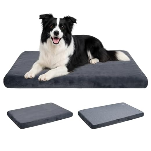 EMPSIGN Stylish Dog Bed Mat Dog Crate Pad Mattress Reversible (Cool & Warm), Water Proof Linings, Removable Machine Washable Cover, Firm Support Pet Crate Bed for Small to XX-Large Dogs, Grey