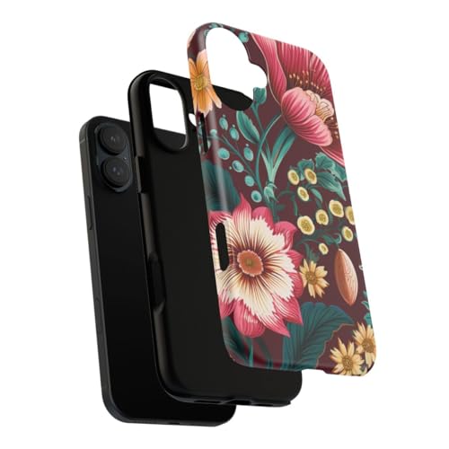 Coque rigide mate iPhone 16 Plus motif botanique floral bleu sarcelle luxe - 3