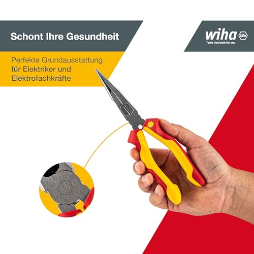 Wiha Flachrundzange Professional electric I mit Schneide gerade Form I VDE-geprüft, stückgeprüft, stabil… – Ansicht 4