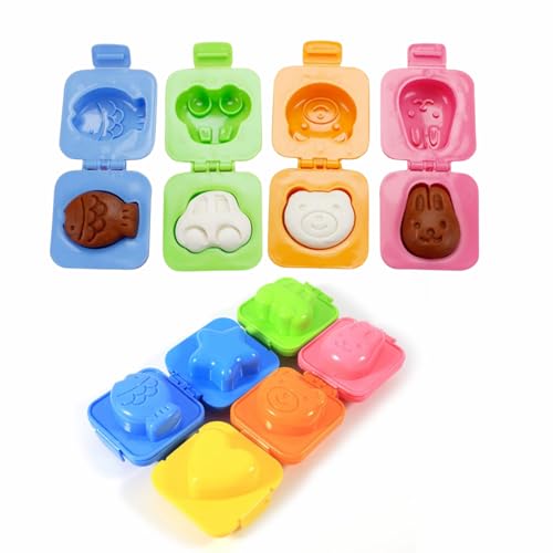GAESHOW 6Pcs Boil Egg Mold, 3D Cartoon Plastic Egg Shaper, 3D Onigiri Mould Cartoon Cute Rice Mould, Animals Design Eggs DIY Moulds Gadgets Tool for Home Kitchen Schools