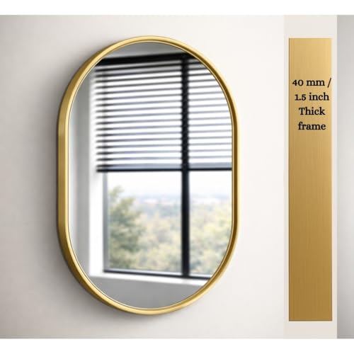 Image of Metal Frame Mirror Glass for Wall /Aluminium Circular Bathroom Wall Mirror 18x24 Inch /Mirror for Bathroom /Bedroom /Living Room /Entryway /Dressing Room /Decorative /Vanity| AFM1824A5