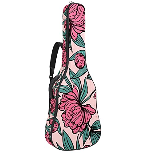 Sac à dos guitare basse électrique à motif floral rose tropical pour musiciens nomades
