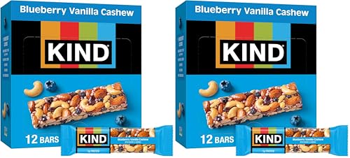 Image of KIND Bars,Blueberry Vanilla Cashew,Healthy Snacks,Gluten Free,5g Protein,12 Count (Pack of 2)