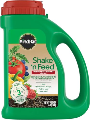 Image of Miracle-Gro Shake 'n Feed Tomato, Fruit and Vegetable Plant Food, for Outdoor In-Ground and Potted Plants, Feeds up to 3 Months, 4.5 lbs. (Pack of 6)