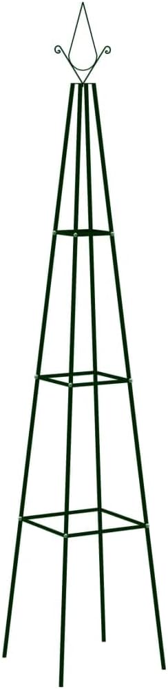 Dark Green Powder-Coated Iron Climbing Plant Rack Set of 2 for Garden Patio Terrace Support Cylindrical Design UV-Resistant Durable Trellis