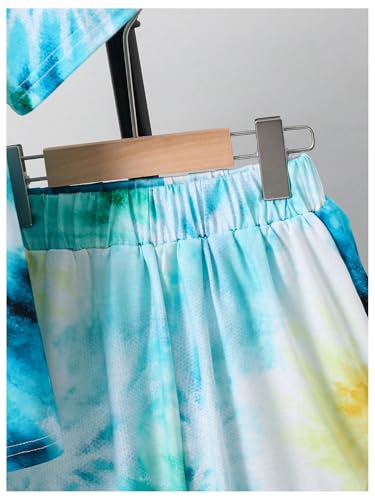 Image of Verdusa Boy's 2 Piece Outfits Tie Dye Crew Neck Tee Shirts and Track Shorts