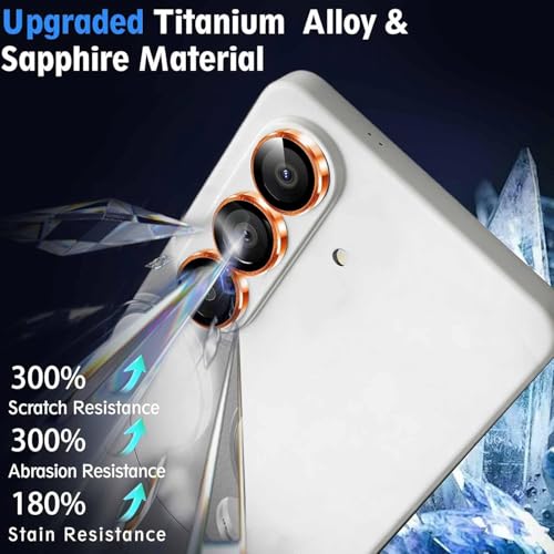 Image of CLITZ Camera Lens Protector for Samsung Galaxy S26 /S26 Plus, Metal Aluminum CircleTempered Glass Camera Protector, Military Grade Shatterproof,Case Friendly, Accessories Lens Protector-Orange
