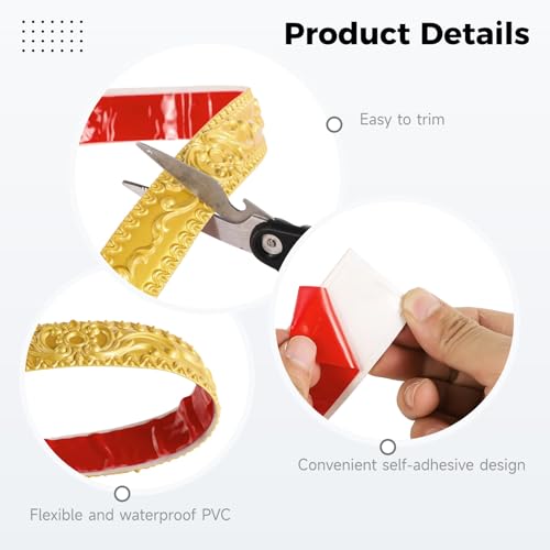 Bright Gold Flexible Molding Trim Wall Trim, 16.4 Feet Self Adhesive Peel and Stick Molding Ceiling Molding Cabinet Border, Mirror Frame Trim Wall Trim for Home Decor Wall Molding & Trim by OMISTAR - Image 4