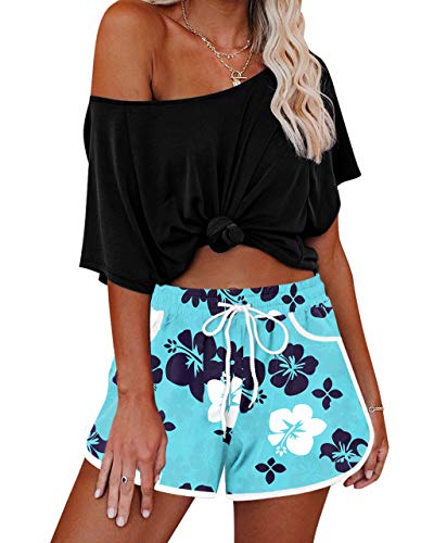 Image of For G and PL Women Summer Floral Beach Boardshorts with Pockets Swim Trunks