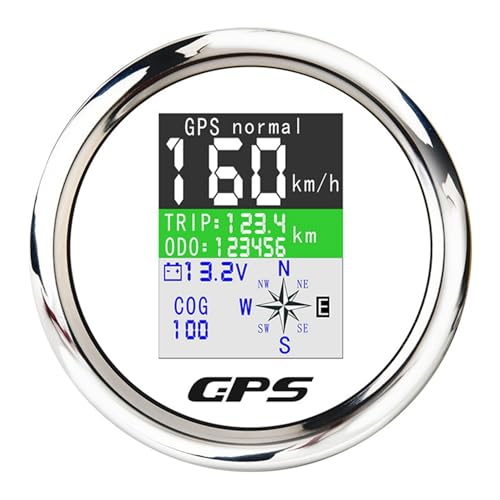 Uikdjgu 3X Licznik Prędkościomierza GPS do Łodzi Morskich, Samochodów, Cyfrowy z Anteną GPS, do Jachtów Motorowych, Wodoodporny, Ekran TFT, Biały i Srebrny