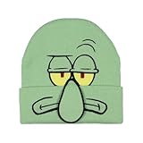 Nickelodeon Spongebob Squarepants and Friends Squidward Adult Character Cuffed Beanie Hat for Men and Women (Squidward, Green)