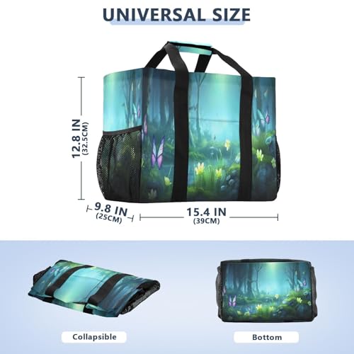 YETTASBIN Fairy Wonderland Large Foldable Travel Tote Bag, Lightweight Waterproof Swim Pool Bag with Handles & Pocket for Beach Outdoor, Reusable Grocery Bag for Kitchen, Shopping3