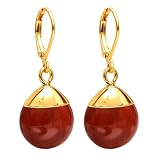 Gempires Pendientes colgantes de piedra preciosa para mujer, hechos a mano, ligeros, aretes colgantes de oro chapado en...