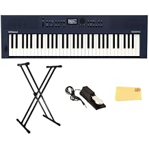 Roland GOKEYS 3 Midnight Blue Music Creation Keyboard Bundle with Sustain Pedal, Adjustable Stand, Online Piano Lessons, and Austin Bazaar Polishing Cloth