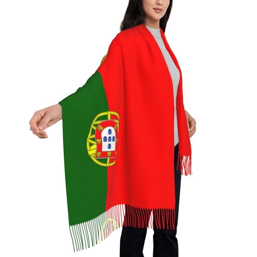 Portuguese flag Women's tassel scarf, warm evening dress shawl scarf, soft and comfortable long velvet tassel scarf3