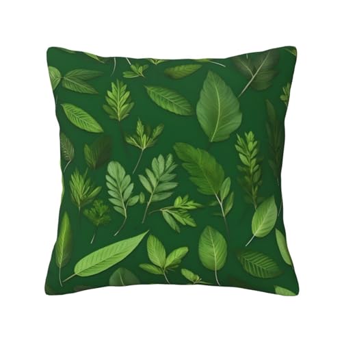 MIEKGPS Funda de cojín cuadrada con estampado de hojas de hierbas, para sofá, cama, coche, 50,8 x 50,8 cm