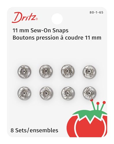 Dritz 80-1-65 Sew-On Snaps, Nickel-Plated Brass, Size 1 8-Count