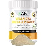 AKI Omega 3 DHA Micro Algae Powder Supplements - Plant-Based Keto Vitamin for Inflammation - Alternative to Fish or Krill Oil - Vegan & GMO-Free (1.94oz/55g)