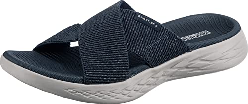 Skechers Damen On-the-go 600 Glistening Sandale, Navy Textile, 40 EU
