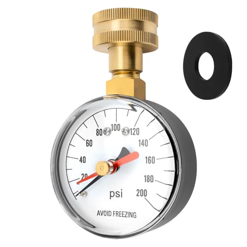 0-200 PSI Water Pressure Test Gauge for Faucets and Hoses