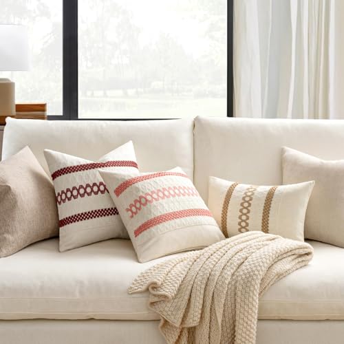 Image of MIULEE Set of 2 Christmas Burgundy Boho Decorative Pillow Covers 18x18 Inch