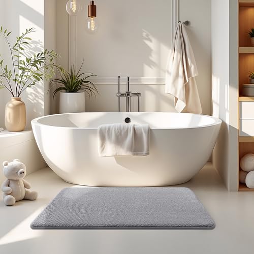 smiry Thick Memory Foam Bath Mat,40 x 60 cm,Extra Soft Absorbent Bathroom Mat,Non-Slip Quick Dry Bath Mats for Bathroom,Machine-Washable Bath Rug Foot Mat,Grey - Cosy Home Interiors smiry Thick Memory Foam Bath Mat,40 x 60 cm,Extra Soft Absorbent Bathroom Mat,Non-Slip Quick Dry Bath Mats for Bathroom,Machine-Washable Bath Rug Foot Mat,Grey - Image 2