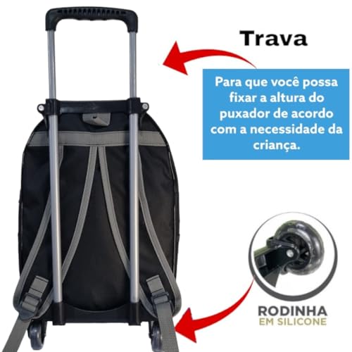 Kit Mochila de Rodinha Escolar Masculina Infantil Menino + Lancheira + Estojo Grande Astronauta 2