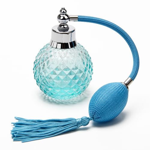 Coolrunner Crystal Art Vintage Style Refillable Perfume Atomizer Long Spray Bottle 100ml (Blue)