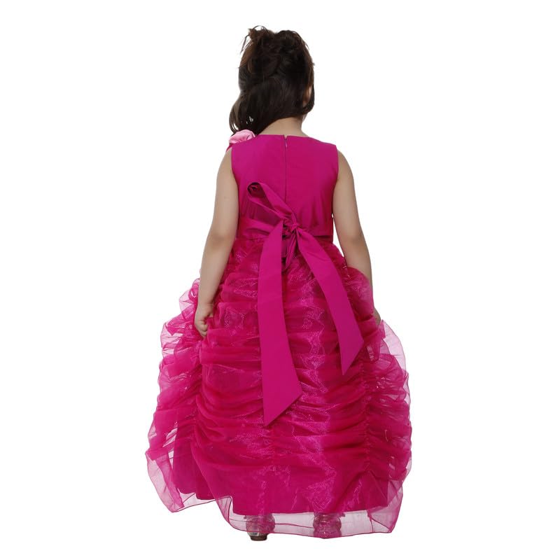 Image of Ripening Pink Net Round Neck Sleeveless Maxi Dress