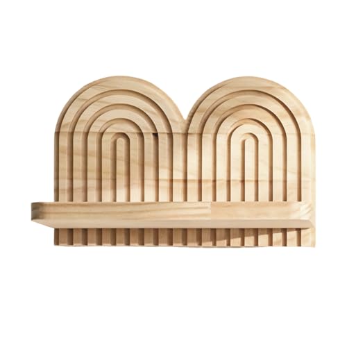 Étagère flottante bois au design géométrique pour décoration épurée de salon - 2