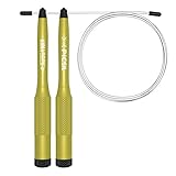 PICSIL Anna Rope Aluminium - Springseil, Kugellager, Speed Rope, Doppeltes holländisches Springseil, Kreuztraining, Boxen, Fitness, Aerobic für Männer, Frauen & Kinder. Yellowgreen Color.