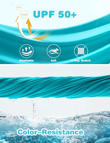 FitsT4 Sports Girls Swim Skirts with Pocket UPF 50+ Swimming Bottom Kids Bathing Skort for Surfing Beach Volleyball,Aqua,M4