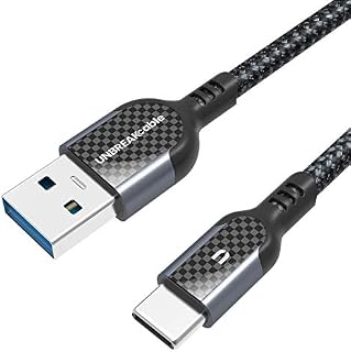 UNBREAKcable Type C to USB 3.0 Cable, [6.6ft/2M]Ultra Durable Nylon Braided USB-C Fast Charging Cable for Samsung Galaxy S21/S20 FE/A32, Xiaomi 11, Redmi Note 10 Pro/10/9, PlayStation 5 and More-Grey