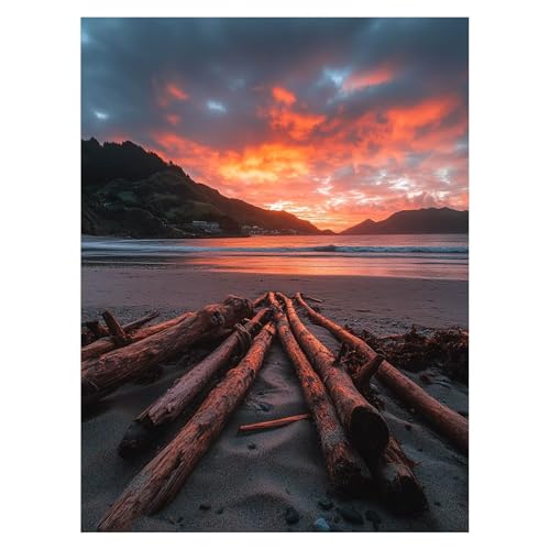 DIY 日没 数字油絵 ビーチ 数字塗り絵画 手芸キット 135x100 cm 絵画 インテリア 手作りキット ビッグサイズ 複数サイズ 子供 初心者 ペイントバイナンバー 画材 Painting by Numbers 適用対象そして自宅 壁飾り お歳暮誕