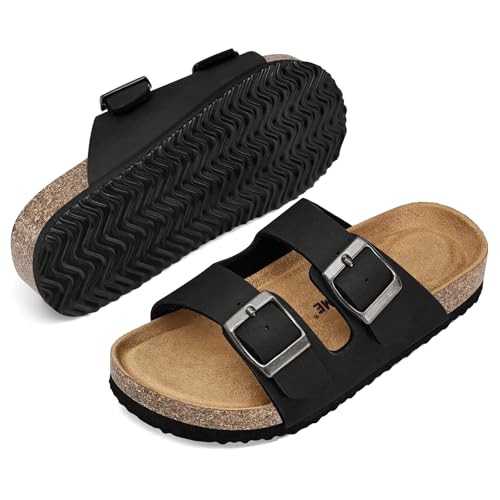 Image of K KomForme Kids Sandals Boys Girls Slide Cork Footbed Slipper with Adjustable Straps for Little Kid /Big Kid