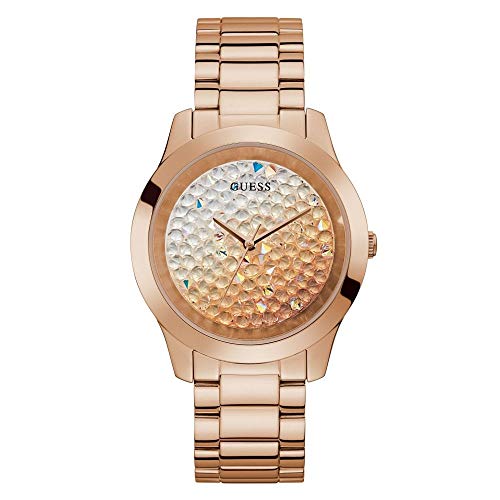 GUESS 42mm Stainless Steel Watch with Crystal Dial, Rose Gold-Tone, One Size, GW0020L3