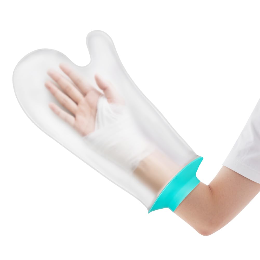 Protector Escayola Brazo Adulto, Funda Impermeable de Silicona Suave Comoda para Ducha, Bolsa Hermetica Reutilizable para Cubrir Vendajes, Yeso, Heridas (Tipo de Palma)