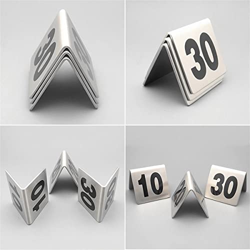 Números de mesa de acero inoxidable del 1 al 25 con diseño triangular de doble cara 5