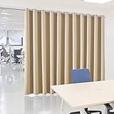 bluCOASTLINE Room Divider Curtain Beige Privacy Curtain Room Partition Curtain for Bedroom Office Living Room Darkening Curtain Extra Wide Backdrop Curtain, 15ft W x 8ft L, 1 Panel -  the BLU