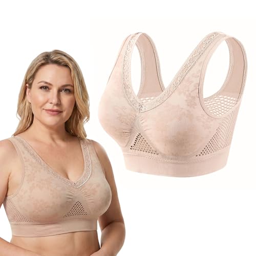 Image of Runsgo Bras for Women, Plus Size Bra, No Wire Mesh Tank Top Bra