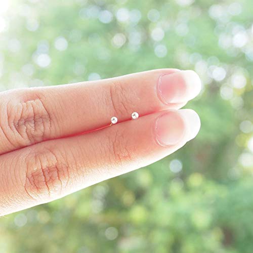 EPIRORA 1 Pair Sterling Silver Stud Earrings Hypoallergenic 3mm Small Pearl Earrings Cubic Zirconia Earrings Round Ball Earrings for Women Men, 3 Color Options4