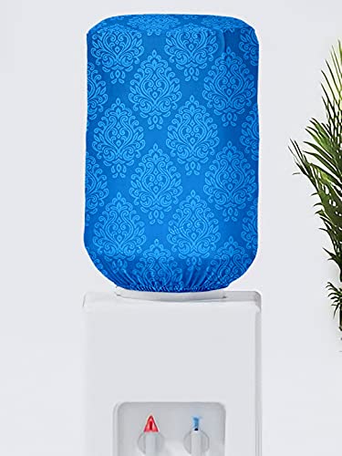 Image of Cortina Self Print Water Dispenser Bottle Can Cover | Elastic Closure | Machine Washable | Polyester Material | Environmental Friendly | Digital Print | 45cm x 42cm x 43cm | 20 Liters | Blue 1