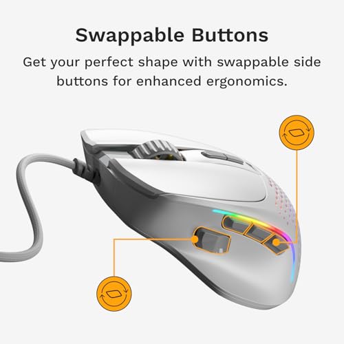 Image of Glorious Gaming Model I 2 Wired Gaming Mouse: 9 Programmable Buttons (2 Swappable), 66g Superlight, 26k Optical Sensor, 80M Click Rated Switches, MMO /MOBA /FPS, Side Thumb Rest (White)