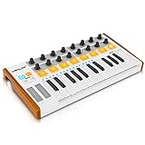 Pyle USB MIDI Keyboard Controller - Portable Recording Equipment Kit w/ 25 Synth Piano Keys, 8 Drum Beat Pads, 16 DJ Fader Knobs - Mini Hardware Buttons Control Any Electronic Music DAW - PMIDIKPD50