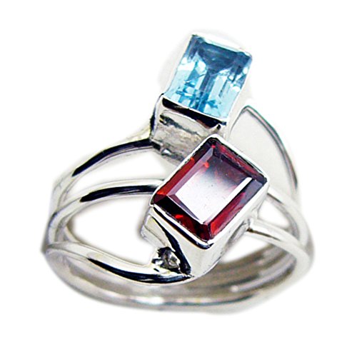 Bague topaze bleue et grenat pour femme, bijou d'ore pour sublimer votre quotidien