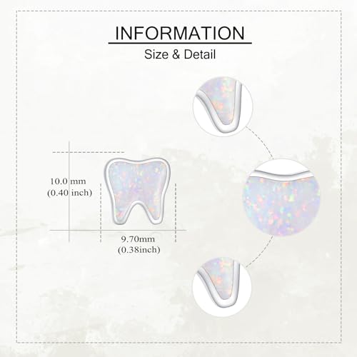 Tooth Stud Earrings 925 Sterling Silver Opal Teeth Earrings Tooth Jewelry Dental Gifts For Women Female Doctor Nurse by JERWLI - Used condition - Image 3