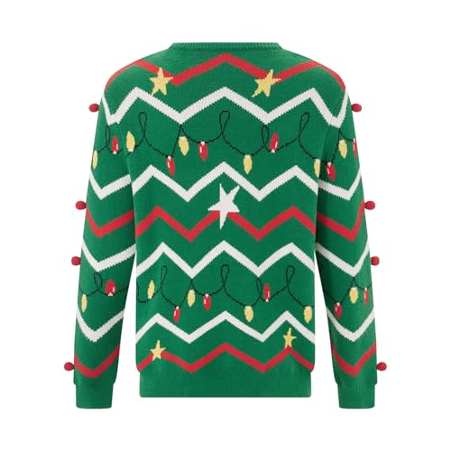 Men's and Women's Christmas Sweaters Unisex Classic Xmas Tree Long Sleeve Loose Pullover Couples Jumpers3