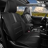 PTYYDS Leather Seat Covers for Toyota 4Runner 3-Row Models, Full Set, Black