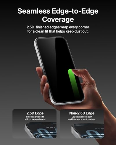 Image of Belkin EZ Align iPhone 17 Pro Tempered Glass | Screen Protector Guard | UltraGlass Lite 2 Anti-Reflective Screen Protector, Scratch-Resistant